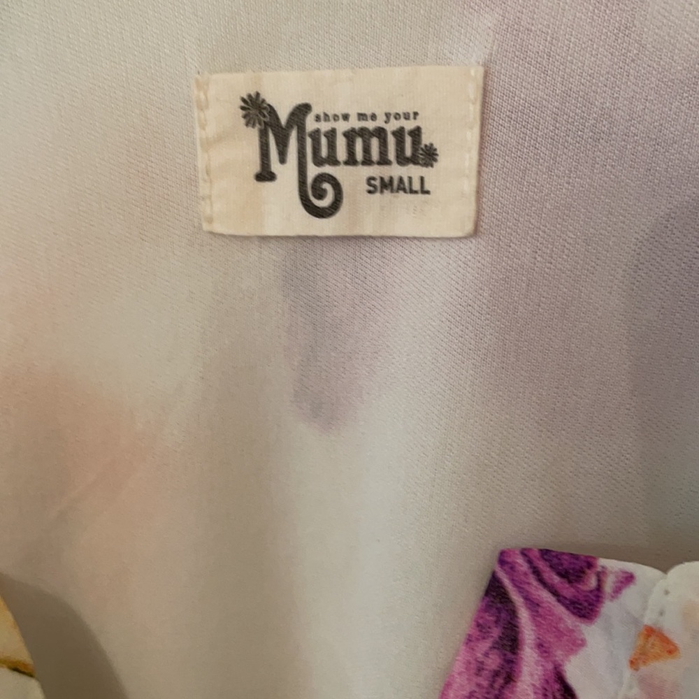 SHOW ME YOUR MUMU Cream Floral Sheer Blouse EUC Size Small - Picture 5 of 6